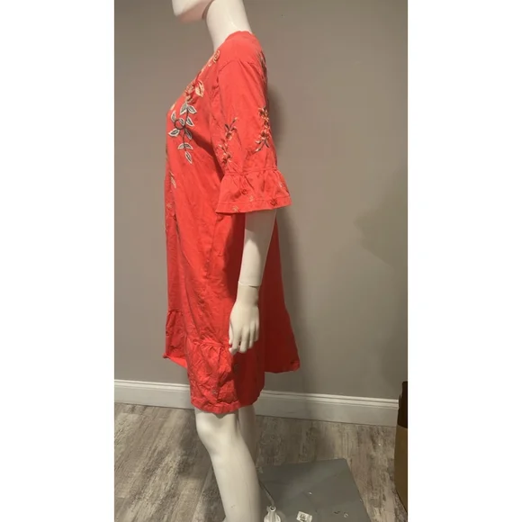 Johnny Was Pink Andrean Embroidered T-Shirt Dress Size Large - Picture 9 of 12